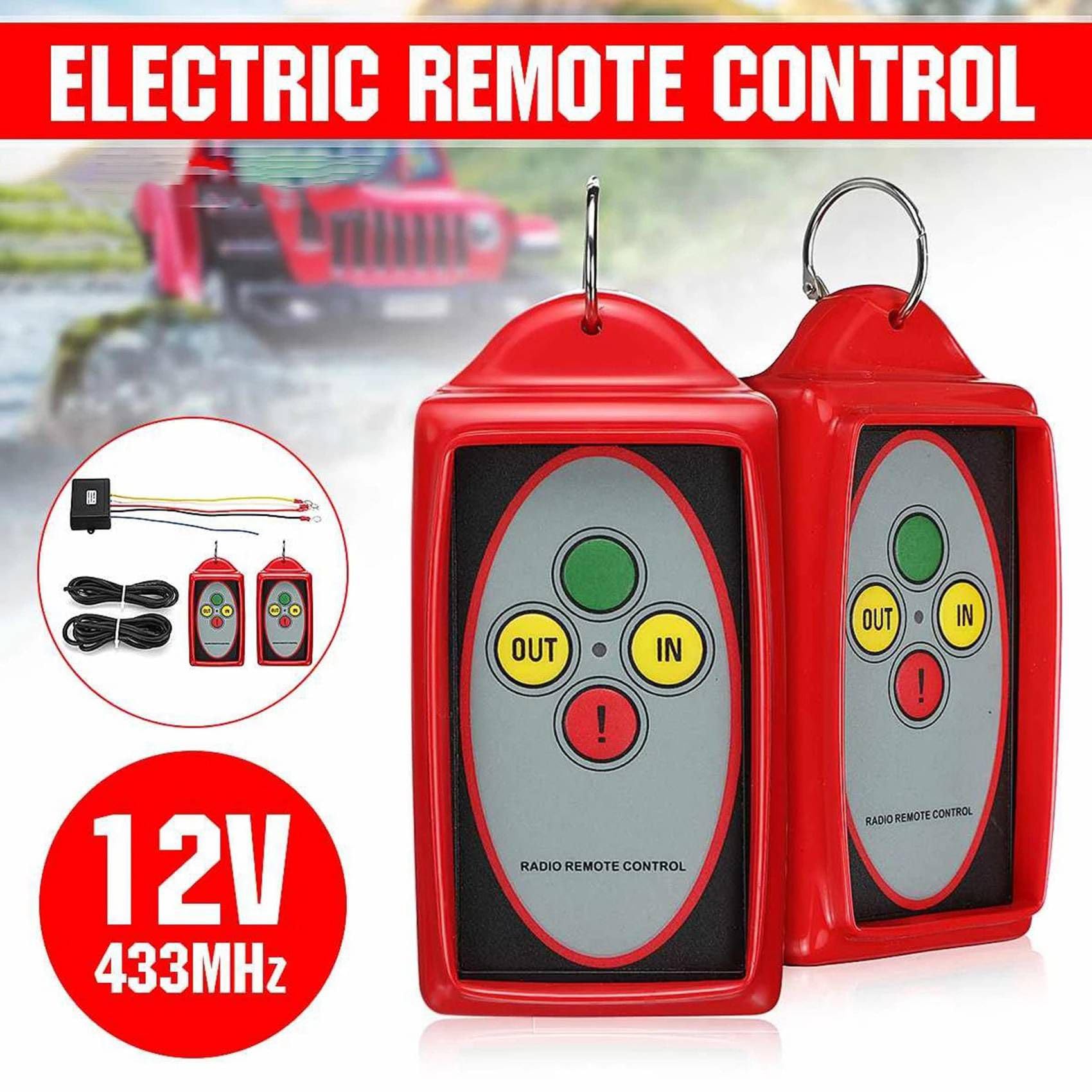 6X Kit de Recuperación de Control Remoto de Cabrestantes Inalámbricos Digitales de 12V-24V 433MHz para SUV Camionetas Todoterreno