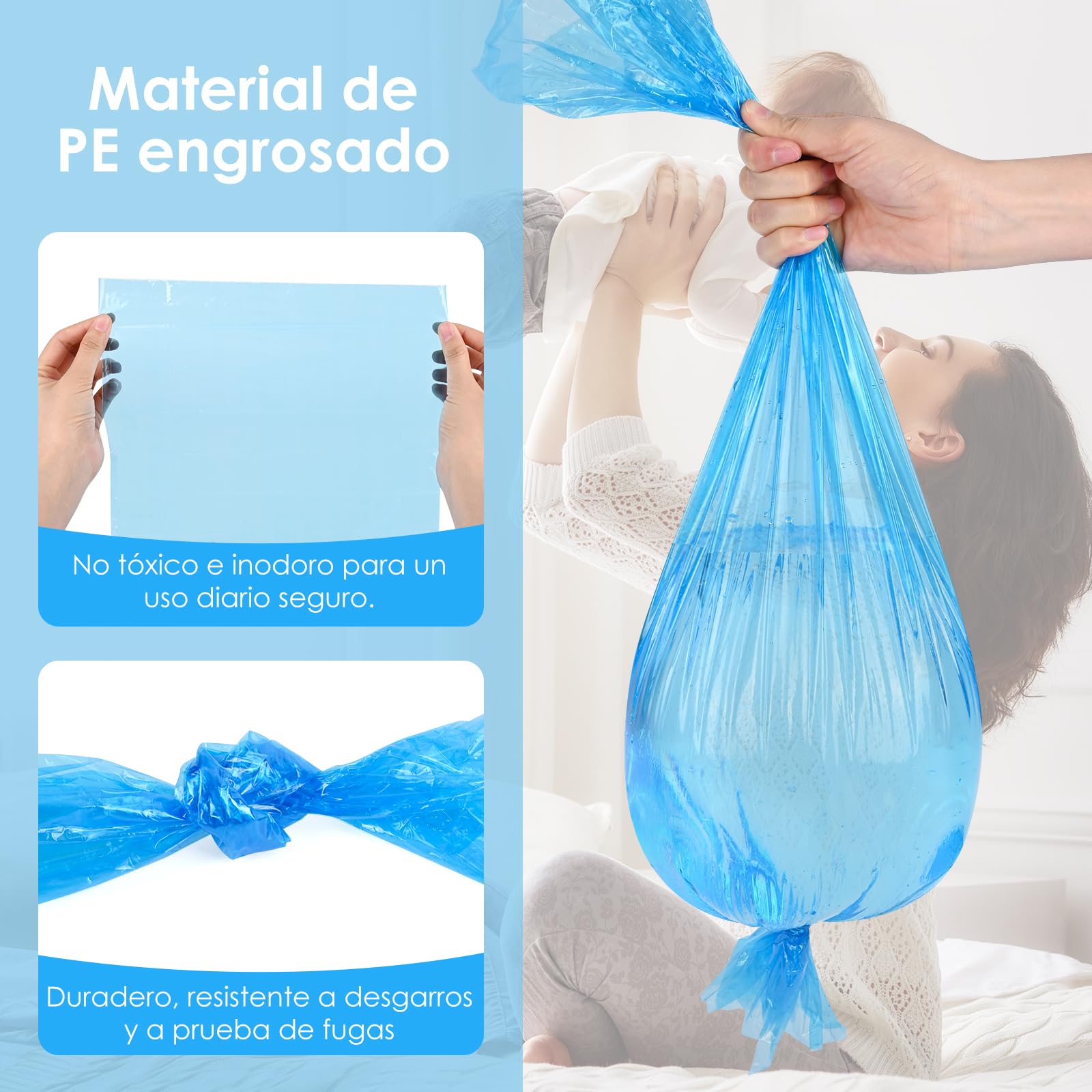 Recambios Contenedor de Pañales 12 Piezas Recambios de Papeleras de Pañales Bebe Compatible con Todos los Cubos de Pañales (Azul)