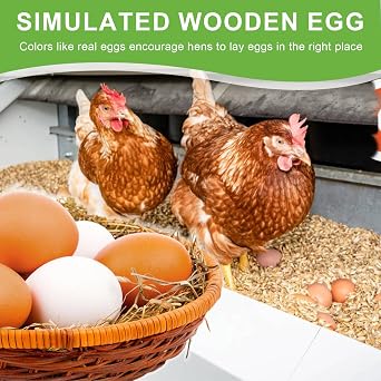 6pcs Fake Chicken Eggs Wooden Eggs for Crafts Arts Imitation Dummy Eggs Artificial Poultry Hens Eggs Nest Eggs Helps Encourage Laying or Prevent Eating Eggs or Home Decorations
