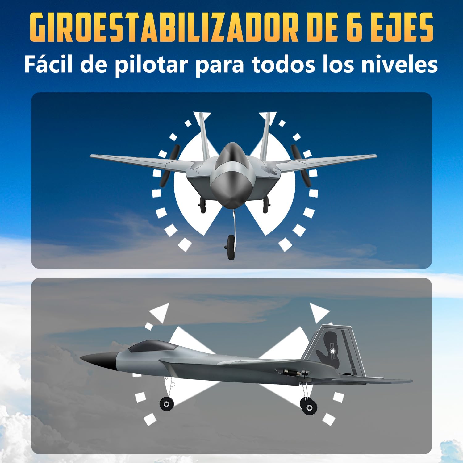 HAWK'S WORK F22 Avión RC 2.4GHz, Control Remoto 2 CH, Fácil de Aprender para Niños y Novatos