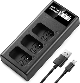 ENEGON NP-FW50 Cargador LCD de triple ranura para Sony Alpha a3000 a5000 a5100 a55 a6000 a6100 a6300 a6400 a6500, Sony a7/a7II/a7s/a7SII/a7r/a7rII rx10 rx10II, Sony NEX 3/5/7 Series, Sony SLT-A Series