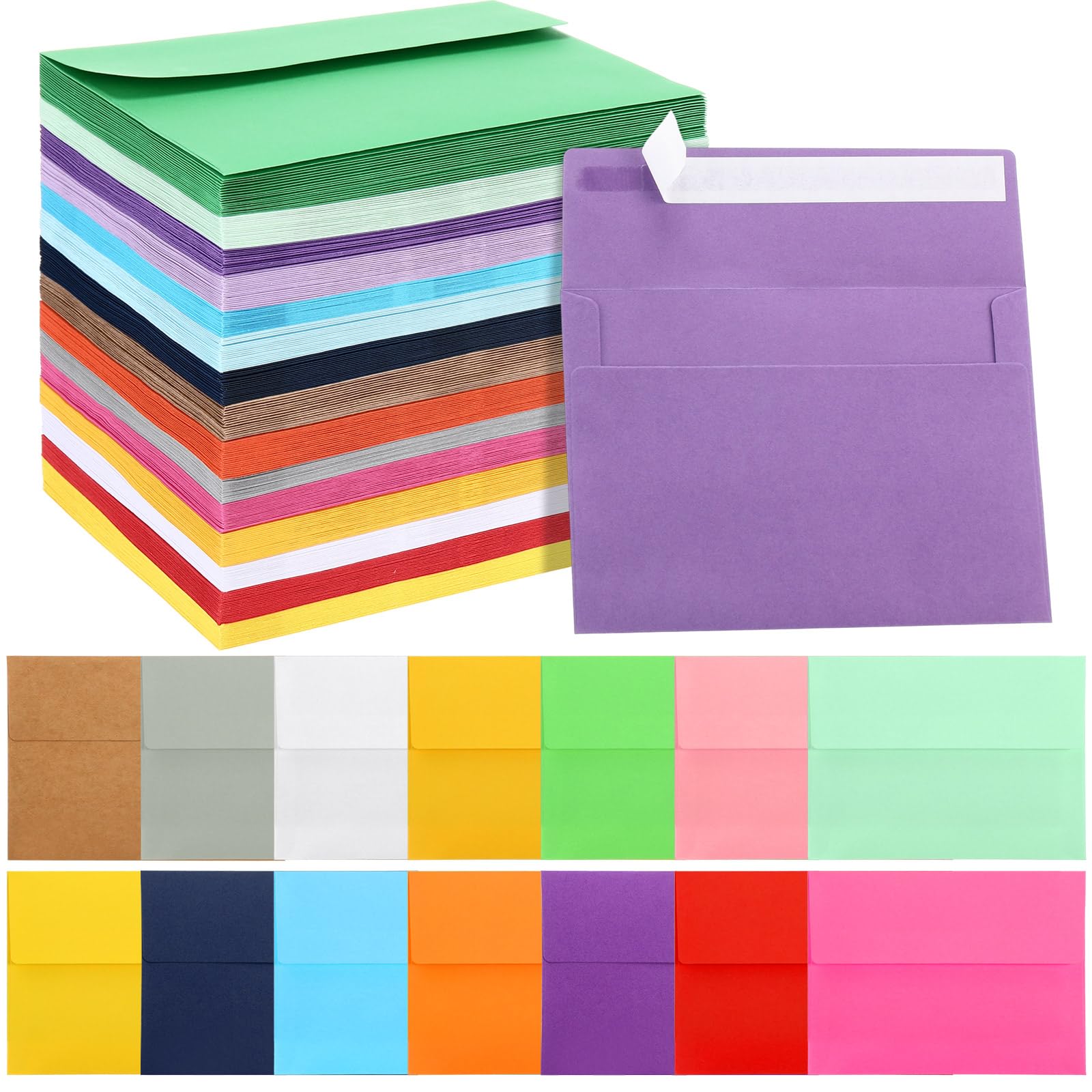 SATINIOR 300 buste per inviti in formato A7, 15 colori, per biglietti da 12,7 x 17,8 cm, con chiusura adesiva, per lettere, foto, biglietti, matrimoni, baby shower, 13,3 x 18,4 cm
