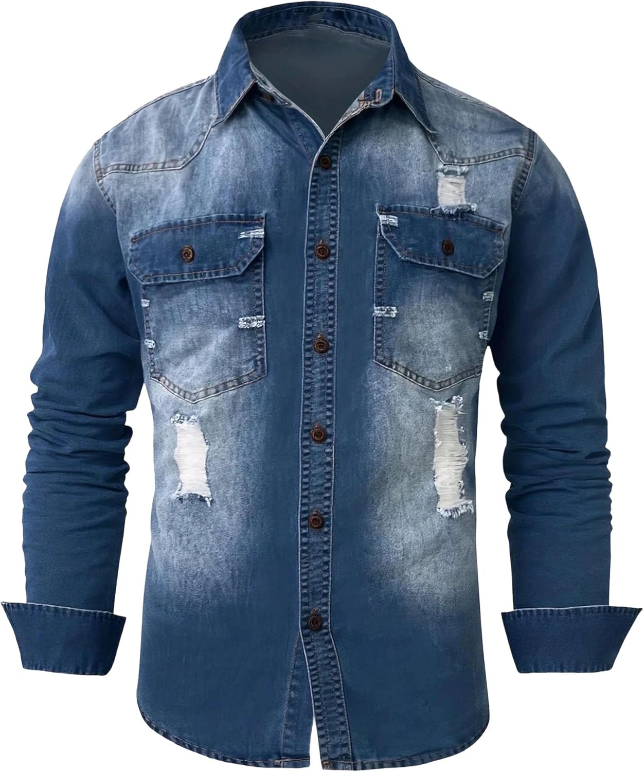 Men's Denim Jacket Long Sleeve Casual Outerwear With Versatile Pocket For Office Must-Have For Everyday Use