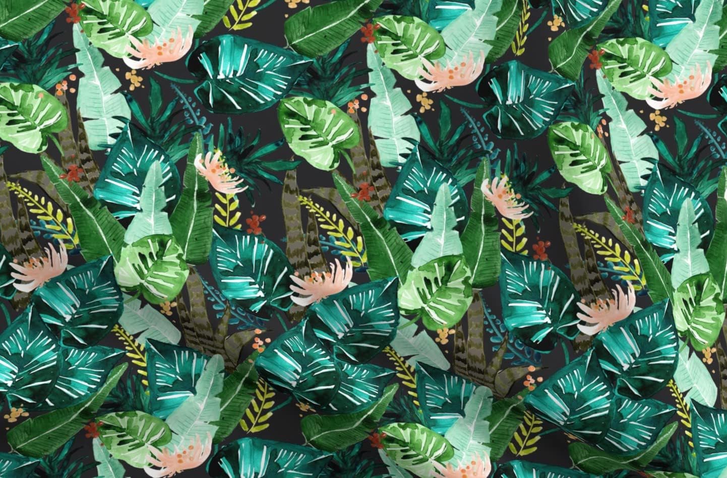 Spoonflower Fabric - Tropical Dark Leaves Banana Leaf Jungle Palm Green Printed on Petal Signature Cotton Fabric by The Yard - Sewing Quilting Apparel Crafts Decor