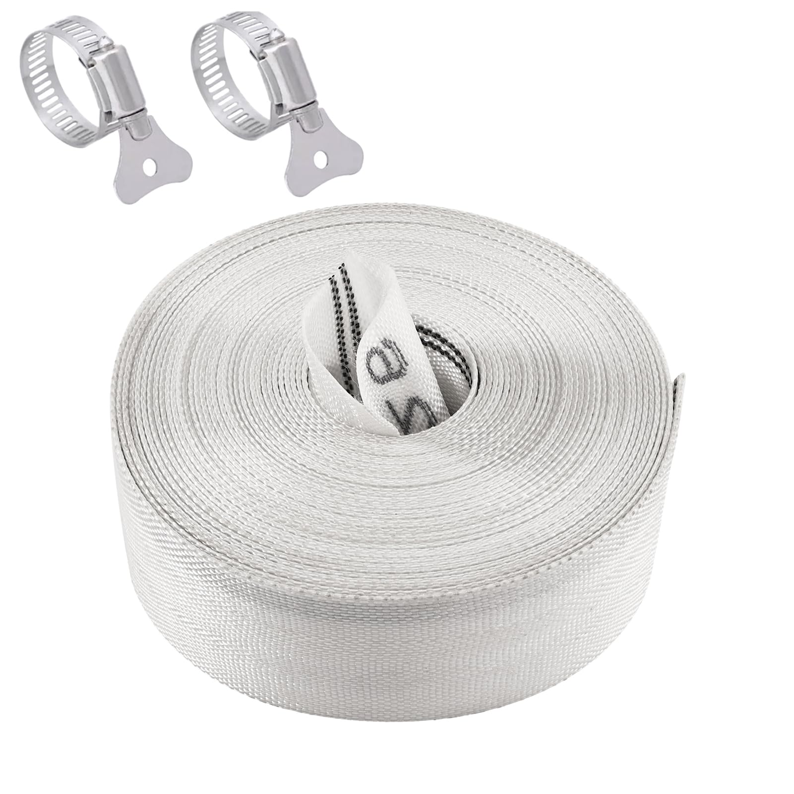 Wąż tkany, Ø 1 1/2", płaski wąż 38 mm, 10 m, zestaw akcesoriów z zaciskiem ze stali nierdzewnej do pomp brudnej wody, pomp ogrodowych, pomp głębinowych lub pomp brudnej wody