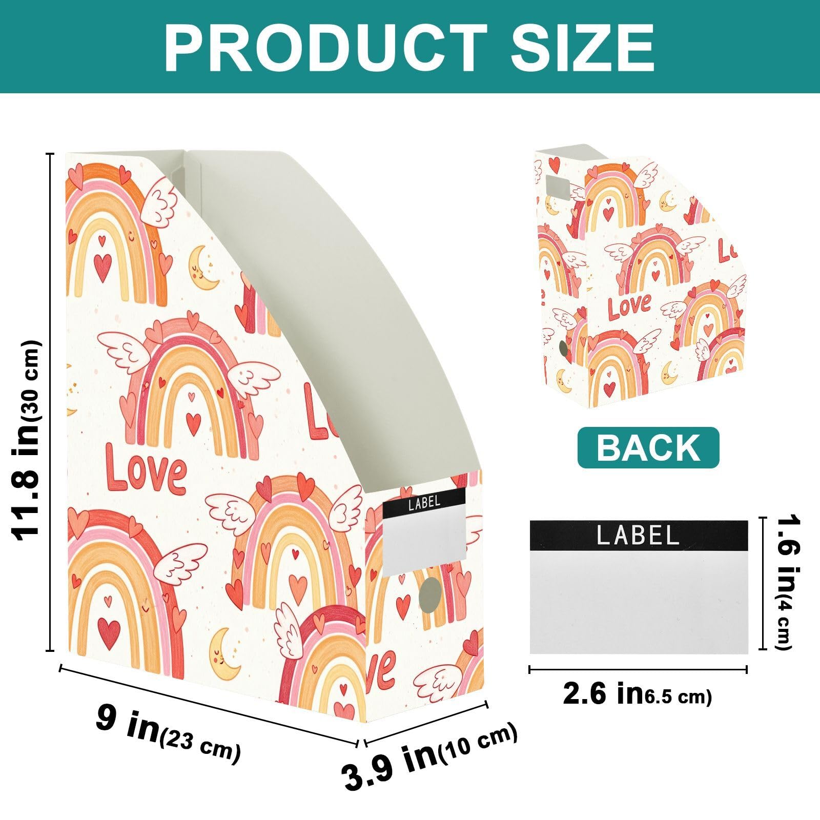 Organiseur de bureau avec classement vertical Motif arc-en-ciel Rose