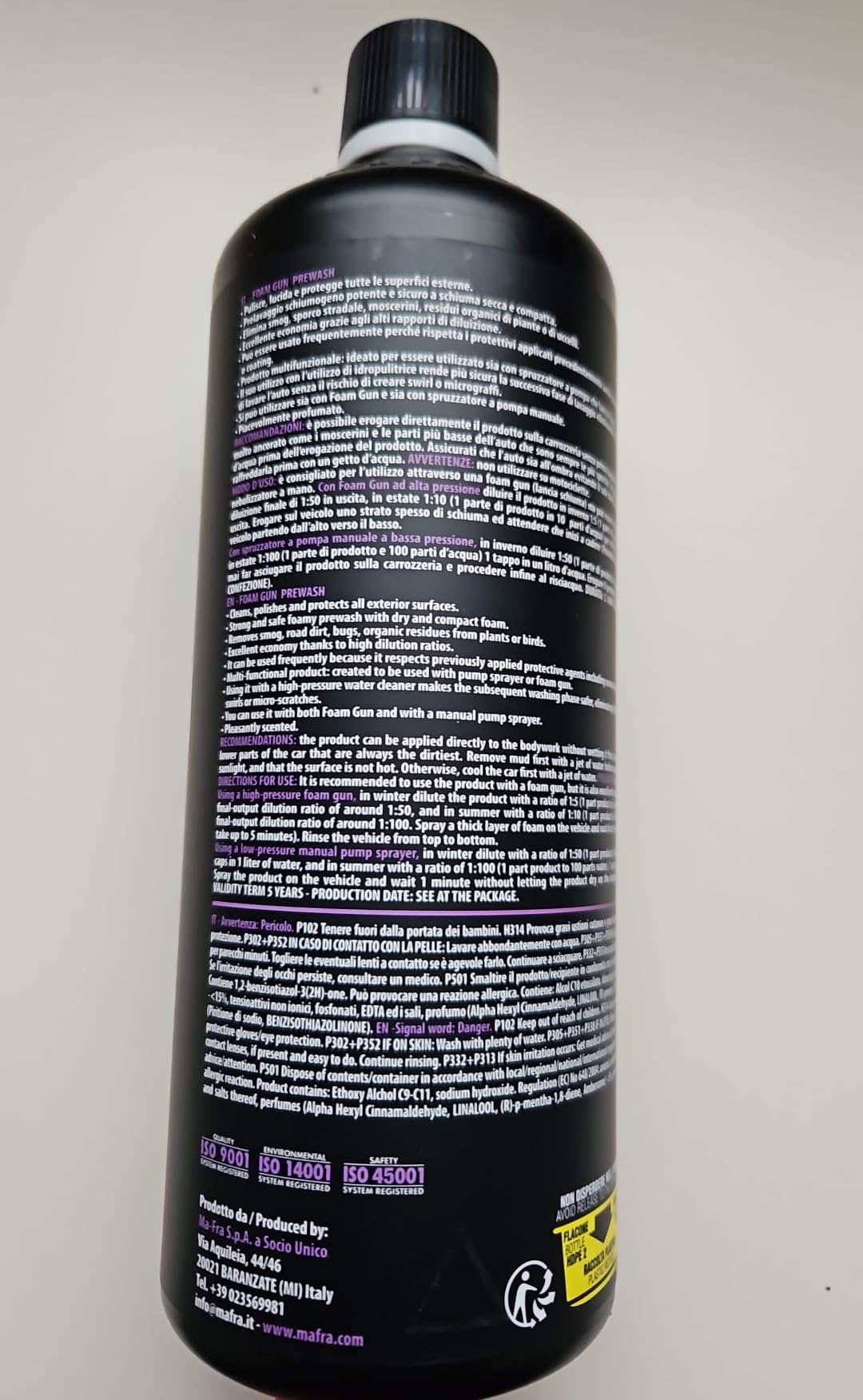 Maniac Car Detailing Line, Foam Gun Prewash, Prelavaggio Schiumogeno + GRIT SAFE Griglia per Secchio Lavaggio