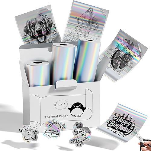 Miniatura 18 de Memoking T02/M02X/M02L Papel Térmico Rosa/Amarillo/Azul - 5 años No pegajoso 2.087 in x 21.3 ft para diario, textos fotográficos, notas de estudio y