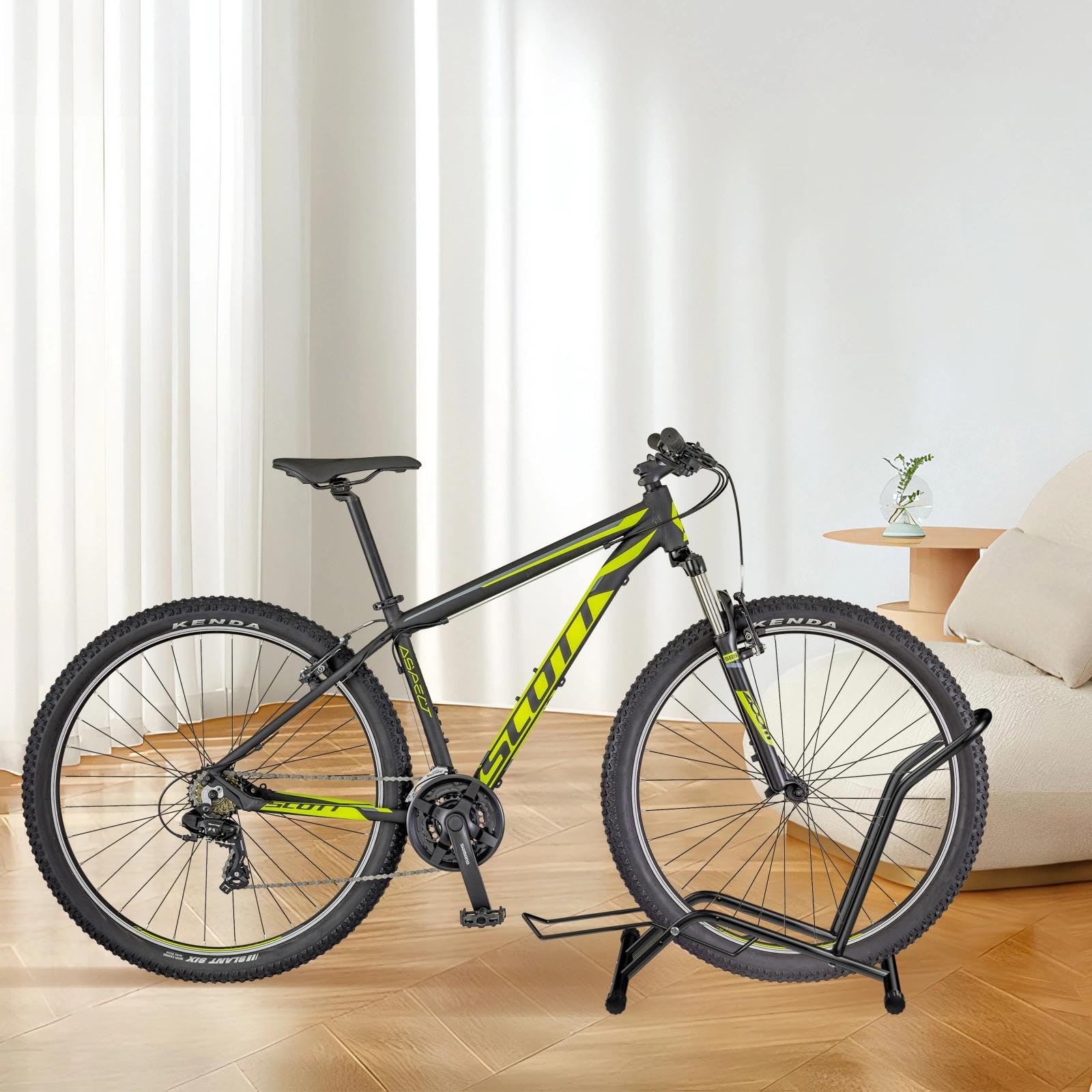 1 Pieza Soporte Bicicleta, Soporte Bici Suelo, Aparcamento Bicicleta, Soporte de Bicicleta Independiente, Soporte para Estacionamiento de Bicicletas para Rueda Delantera o Trasera(Negro)