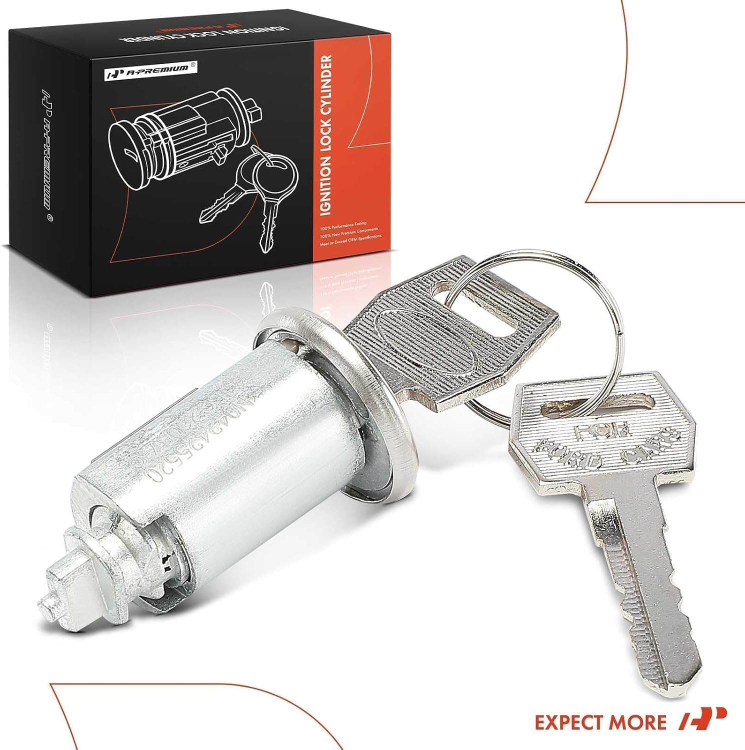 A-Premium Ignition Lock Cylinder with 2 keys Compatible with Ford, Lincoln & Mercury Vehicles - F-100 F-150 F-250 F-350 Continental Cougar Montclair Cyclone Marauder Marquis Montego Monterey Caliente