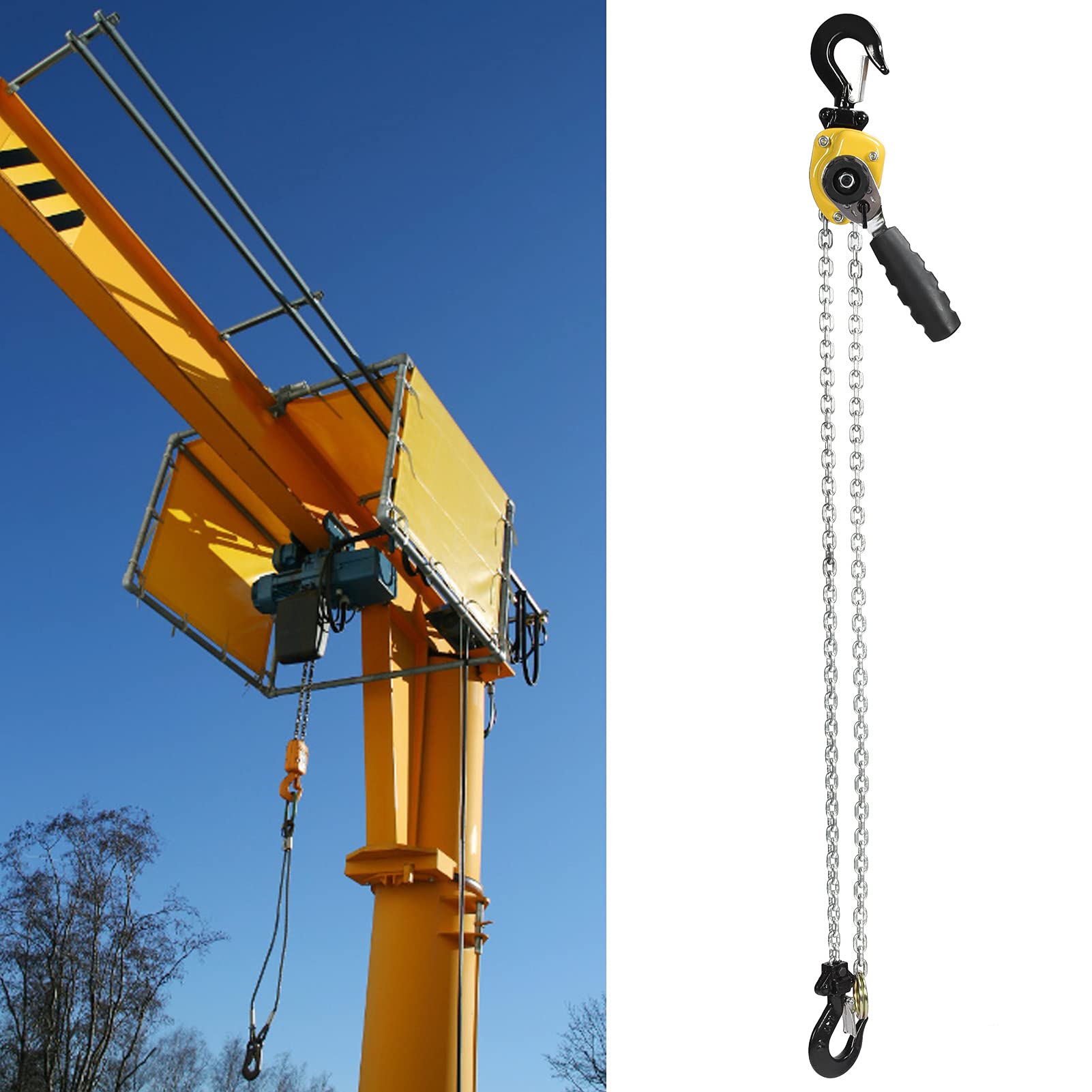 Paranco a leva a catena, paranco a cricchetto, portata 250 kg, mini cricchetto, con catena 1,5 m