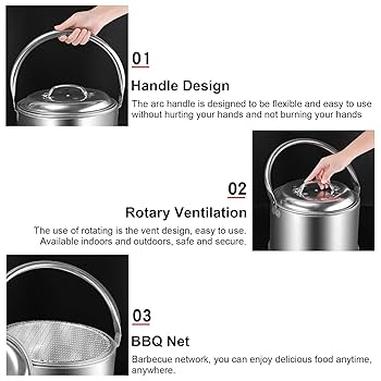 Amazon | ストーブ 炭 ポータブル ヒーター 焚火台 1台多役