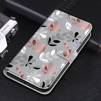 CWZ かわいい柄のPUレザーフリップケース for Huawei P8 Lite 2017, クレジットカードホルダー付きウォレットケースキックスタンドフェザーハンドストラップ磁気ウォレットケース for Huawei P8 Lite 2017 Flower