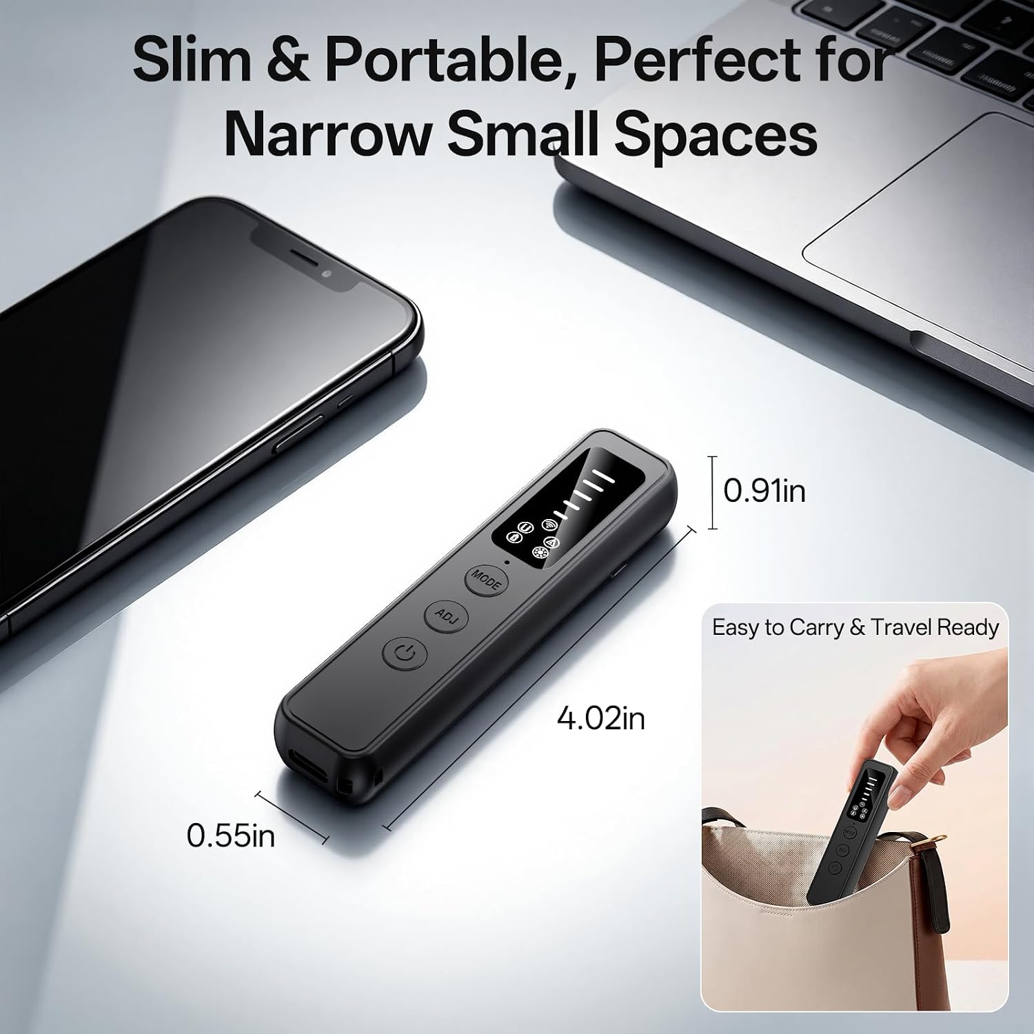 Hidden Camera Detector LED Display Silent Mode Travel Hotels Car | 6 detection modes, spy camera finder, 25H battery, GPS tracker and listening device detector, 5-Level Sensitivity, Compact