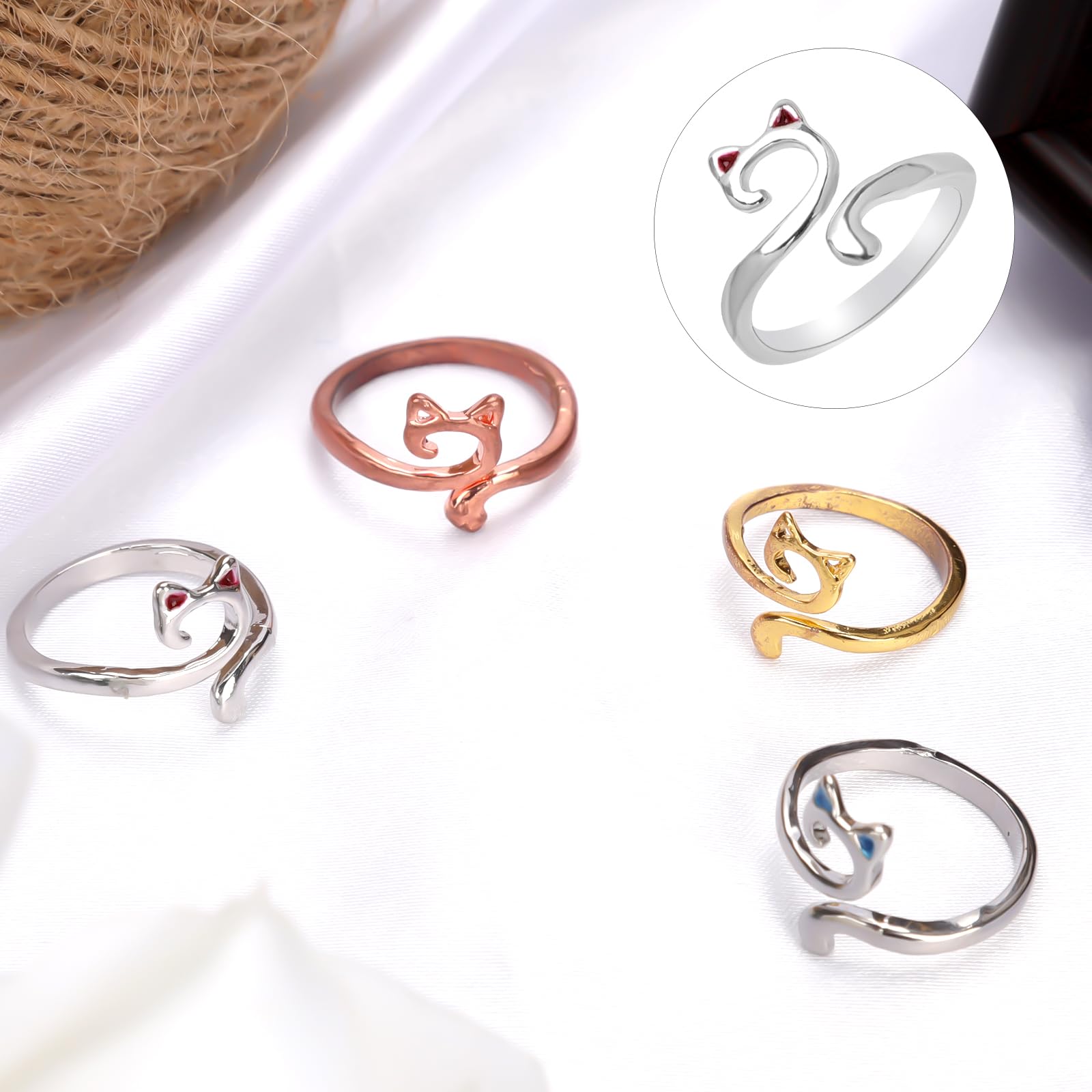 4 Pièces Anneau Crochet, Réglables Anneau De Tension Au Crochet Métal Ouvert Chat Dé à Tricoter Support De Doigt De Guide De Fil Pour Mère Grand-Mère Cadeaux Tricot Artisanat Fournitures (D