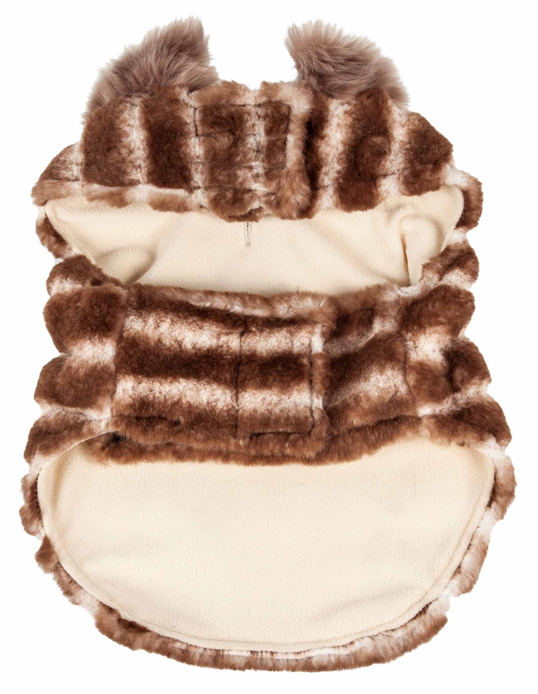 Pet Life Luxe Tira-Poochoo Tiramisù - Giacca per cani in visone, misura media, marrone