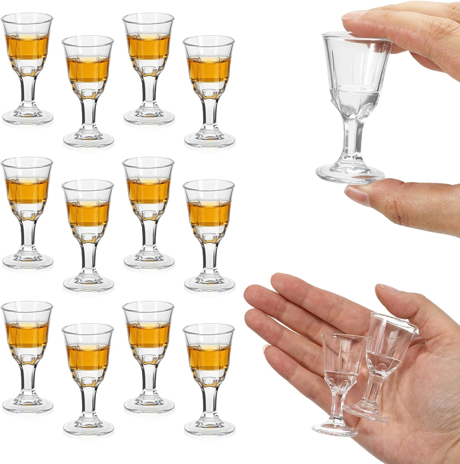 12 Pack Clear Cordial Glasses with Base, 0.4 OZ Mini Shot Glasses Small Brandy Snifter Round Glass Snifters, Tequila Shot Glass for Tasting Wine, Tequila, Whiskey, Spirits