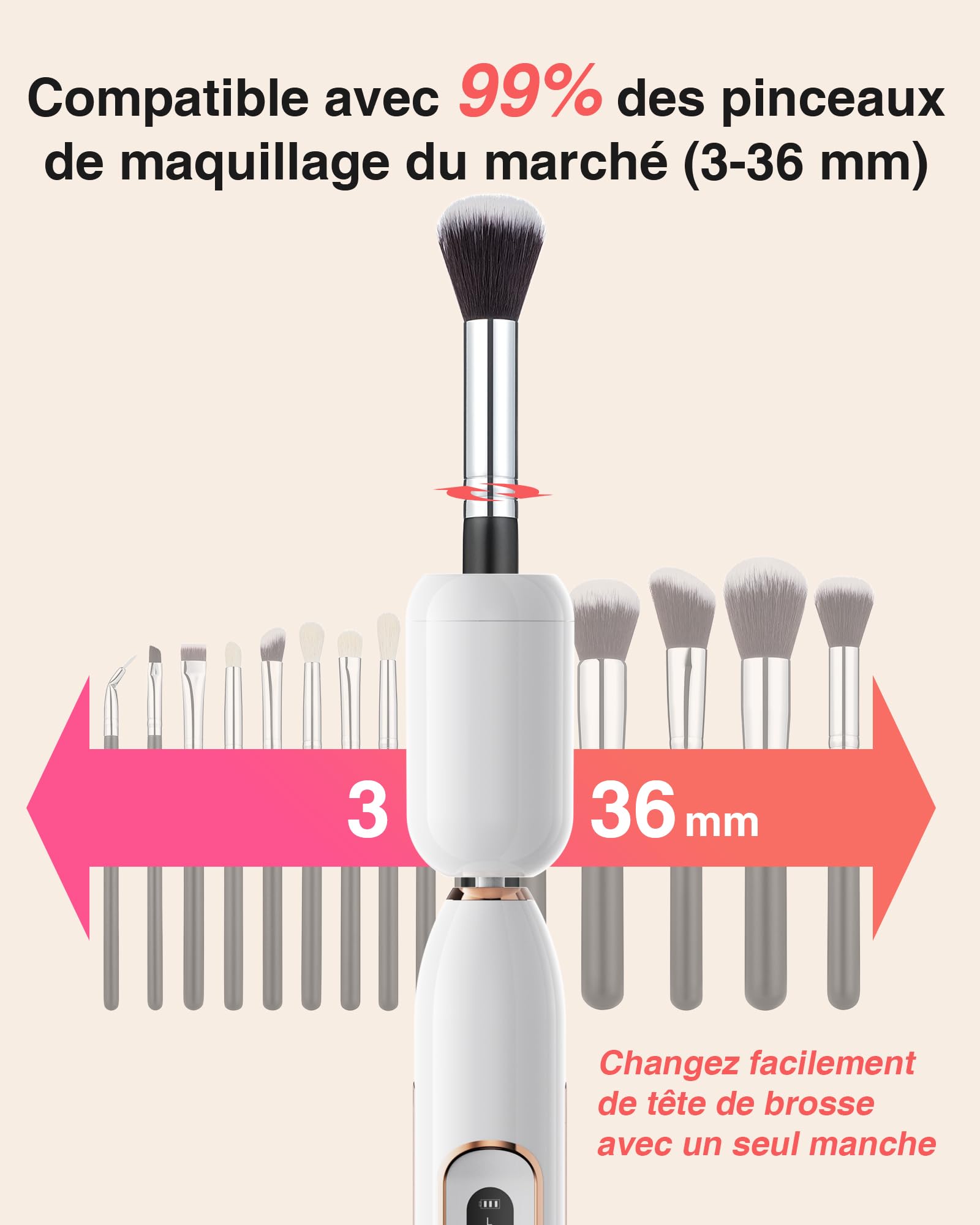 Ponceuse pour Ongles Professionnel - 1500mAh Ponceuse Ongle y Nettoyeur Pinceau Maquillage 2 en 1,20000 RPM Lime a Ongle Electrique,Nail Drill Portable,3 Vitesses Réglables,Sans Fil Sécurisé Image du produit 4