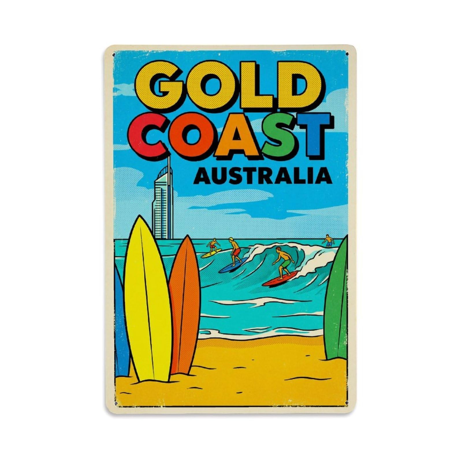 Australia Gold Coast Travel Destination Vintage Metal Tin Sign