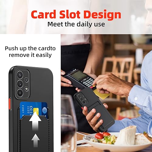 Miniatura 8 de Funda para Galaxy A32 5G, Samsung A32 5G con ranura minimalista para tarjetas de crédito, TPU suave TPU silicona resistente a los arañazos delgada