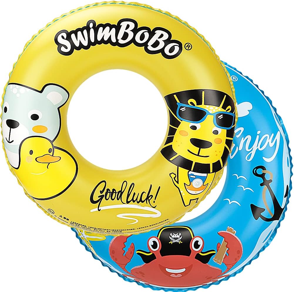 SHXKUAN Inflatable Pool Floats for Kids Portable and Foldable Swim Tubes Baby Swimming Ring Age 6-10 Years Old (2 Pack) : Toys & Games
