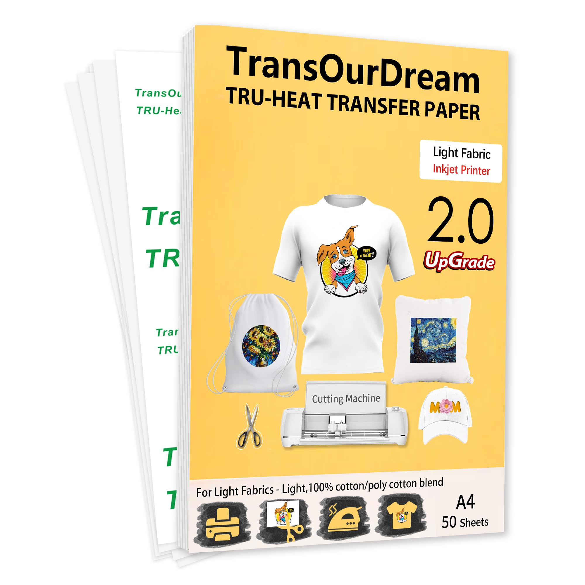 TransOurDream A4X50 Sheets Inkjet Light Transfer Paper 2.0
