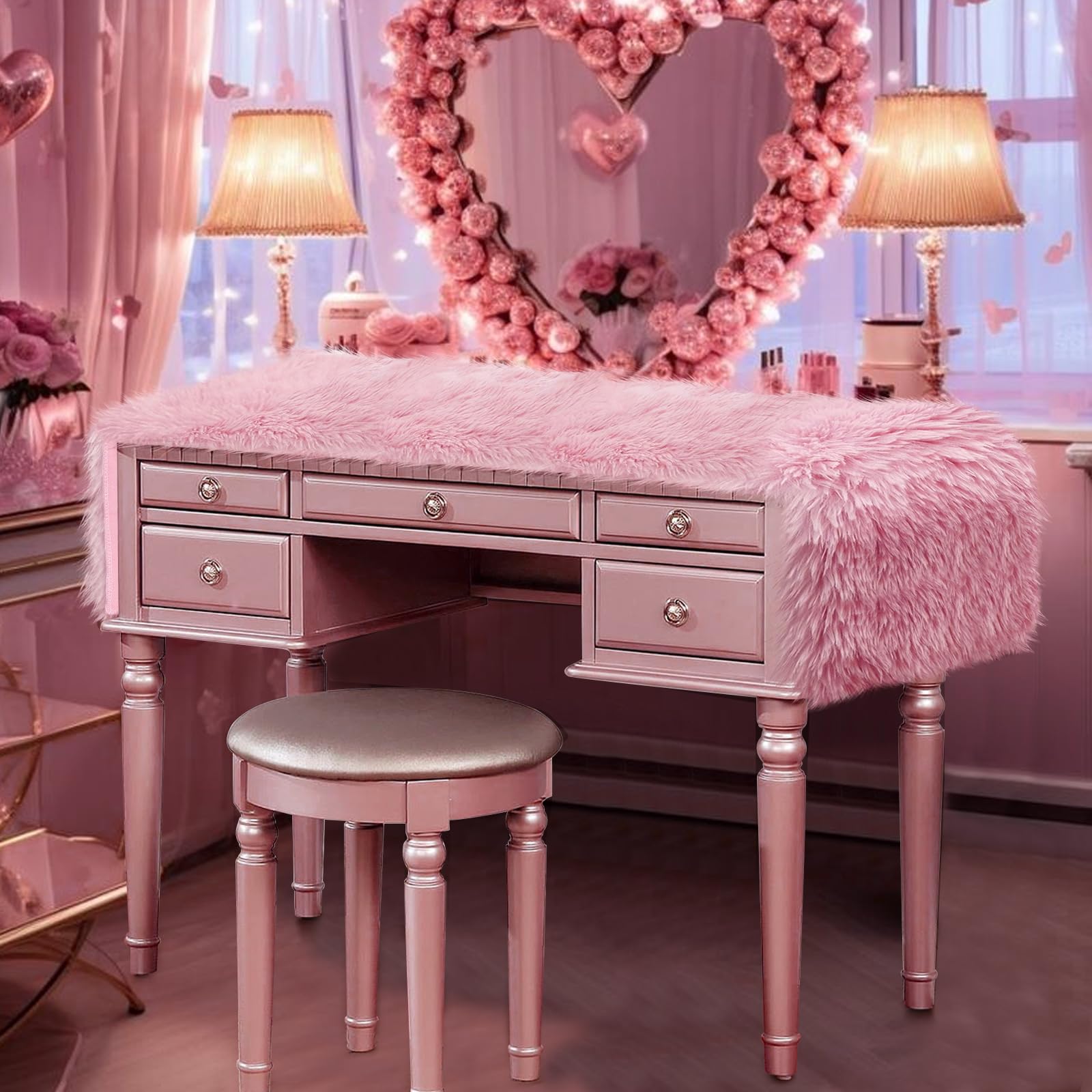 Amazon｜yuboo ピンク プレッピー ドレッサー ランナー トッパー