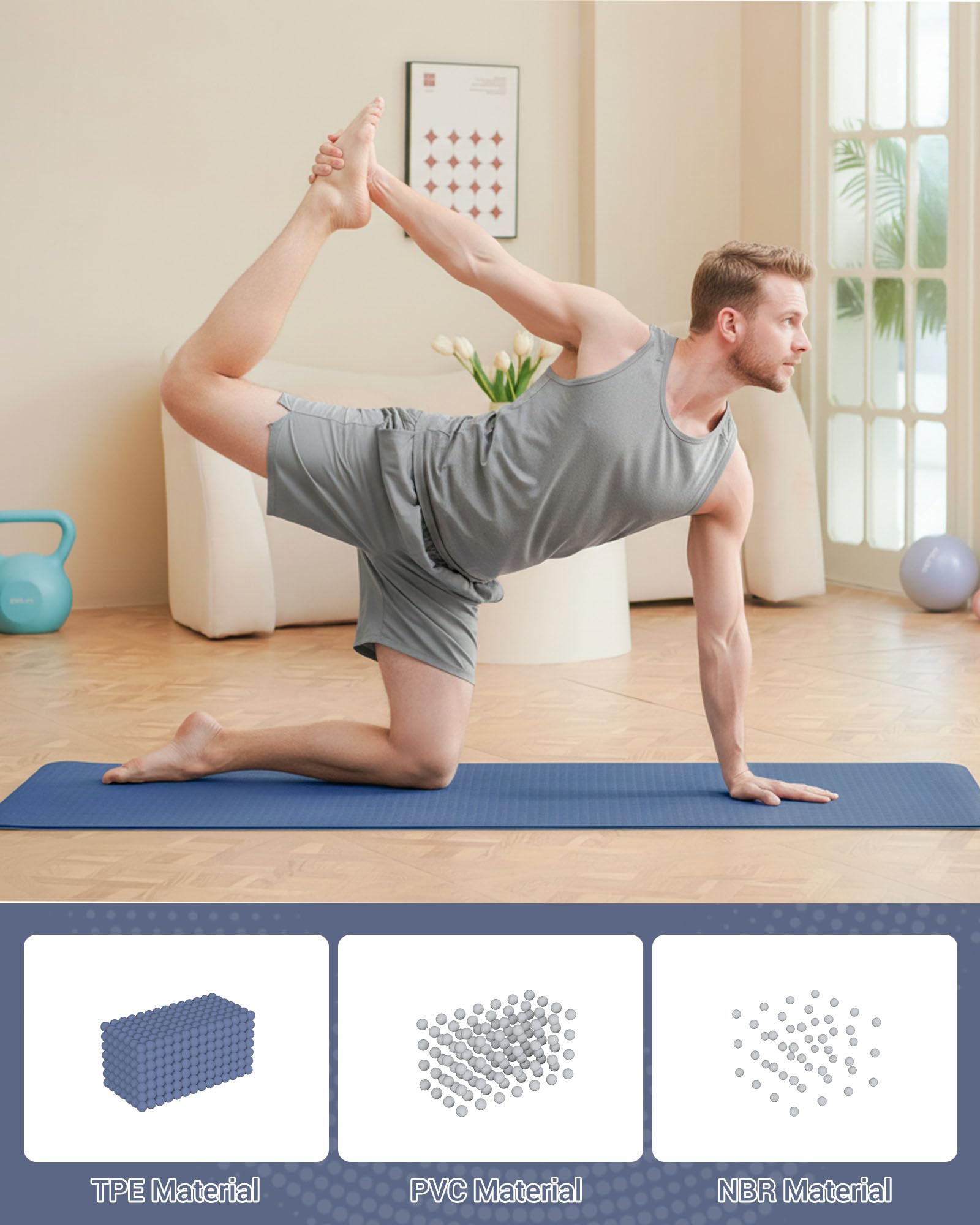 Good Nite Tappetino da ginnastica, yoga, fitness, antiscivolo, per allenamento, sport, turn, pilates, con tracolla, 183 x 61 x 0,6 cm