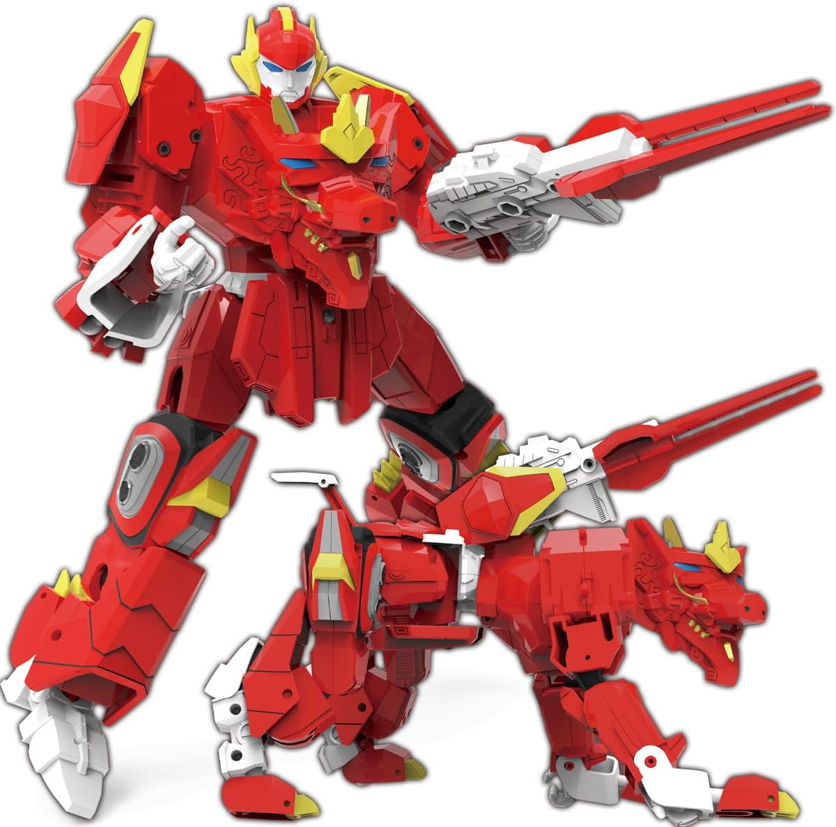 Wenbeier Animal Transforming Robot Toys Kirin Action Figure for Kids 10-in Deformation Robot for Boys & Girls Ages 6 7 8 9 10 (Red)
