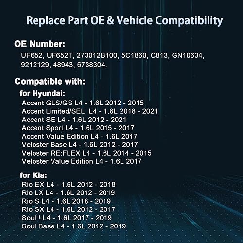 Miniatura 5 de HENGCOOL Bobinas de encendido  Paquete de 4 unidades UF652 compatibles con Hyundai & Kia 1.6L 2012-2019  para Accent, Veloster, Rio & Soul