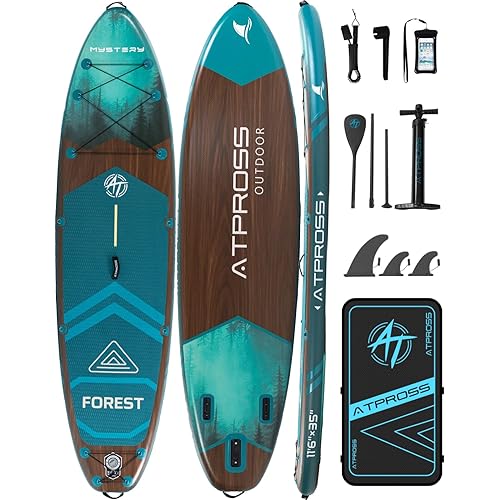 11'6"x35" Inflatable Paddle Board, 450lbs Extra Wide Stand Up Paddleboard for Adults with Premium SUP Accessories Kit & Backpack, Blow Up Kayak Non-Slip Stable Deck Boat for Yoga Fishing Surf