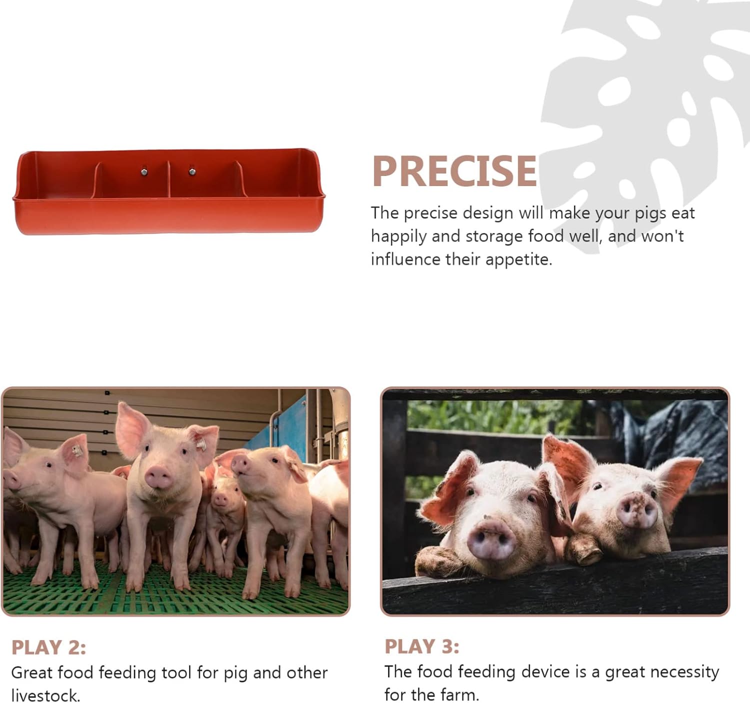 Plastic Fence Feeder: Heavy Duty Mountable Livestock Pet Feeding Bucket with 4 Compartments Hook Over Goat Trough Hook Over Feed Trough