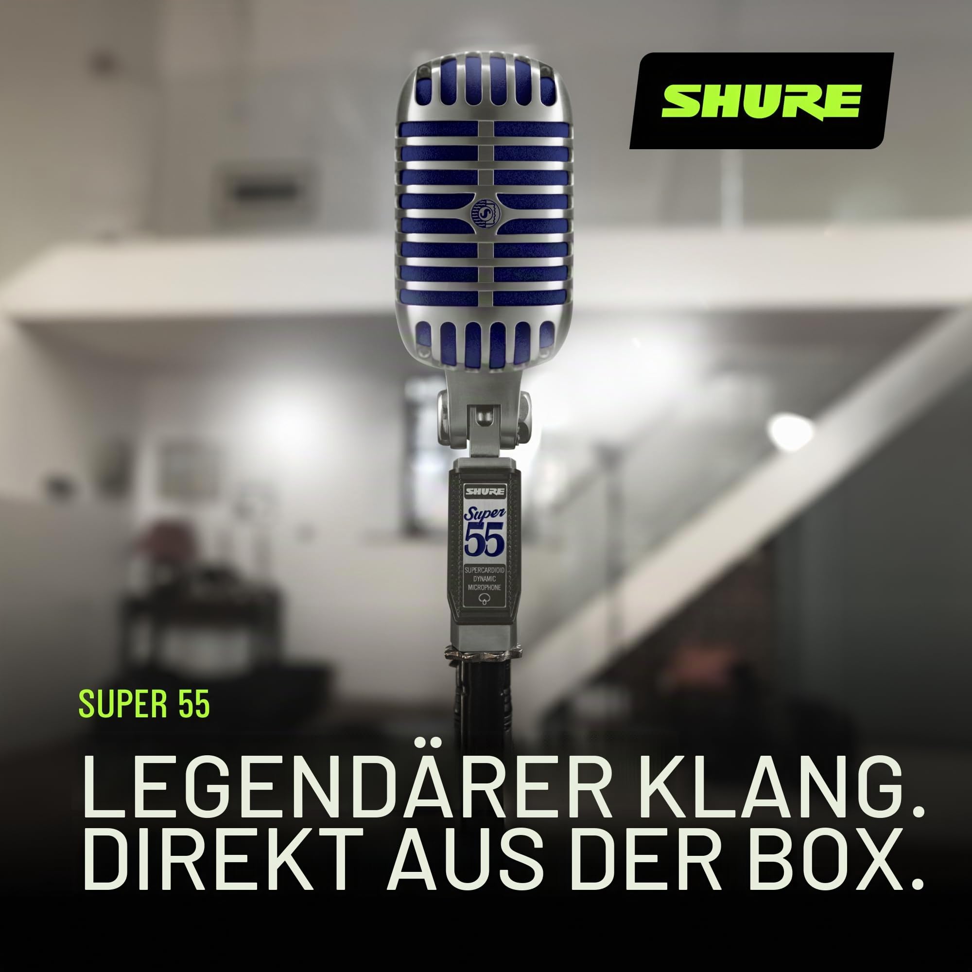 Shure Super 55 Deluxe Vocal Microfon - Vintage Supercardioid Dynamic Unidyne Mic, legendärer Look, klassisches Sound - robustes Die -Cast