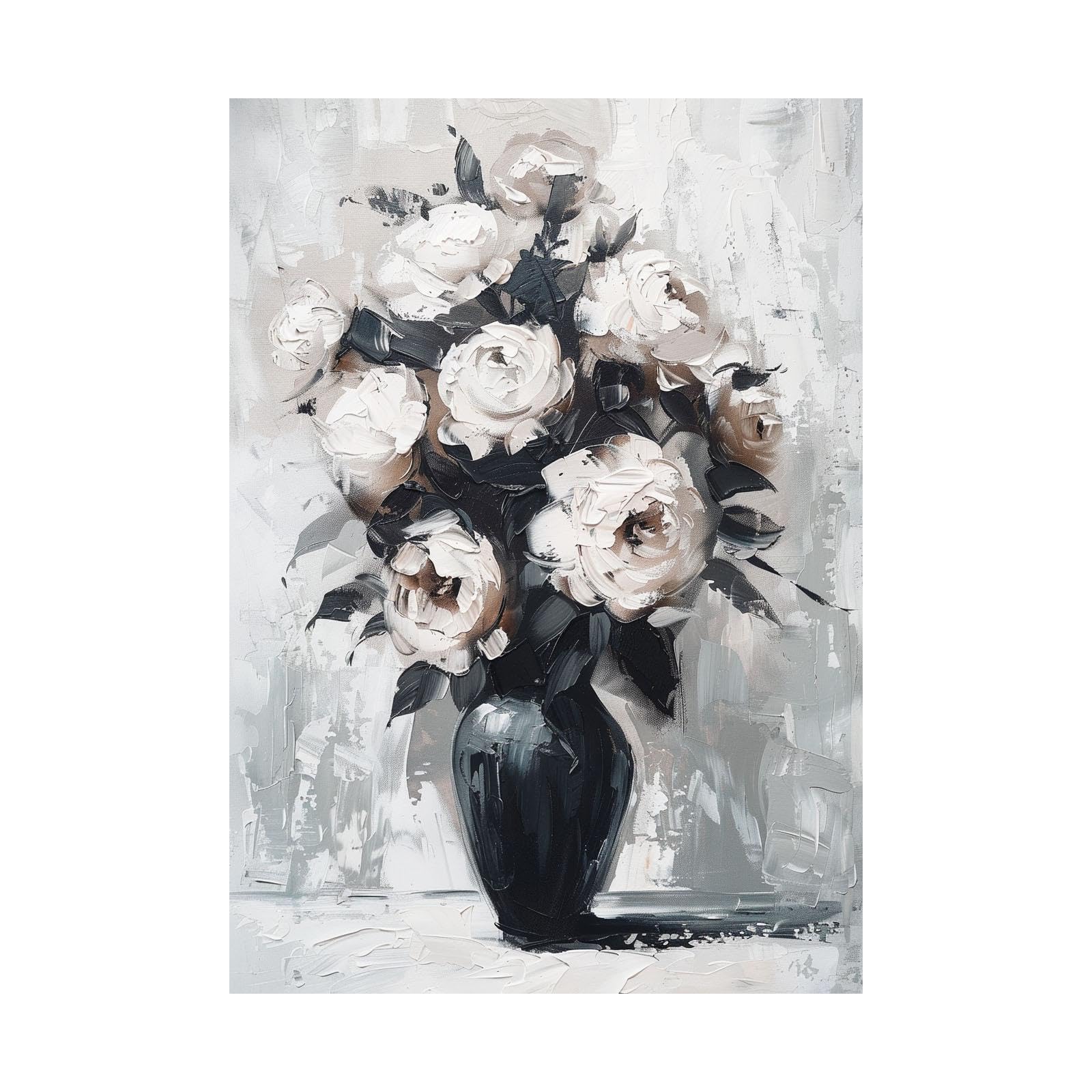 Toile non tissée art abstrait floral blanc FJASKER tableau moderne decoration sans cadre