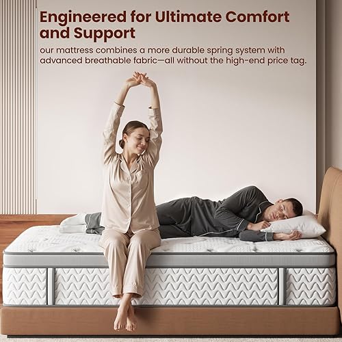 Miniatura 9 de King Mattress, 14 Inch 5-Zone Deep Sleep Firm Mattress with Extra Lumbar & Shoulder Support, Hotel Collection Hybrid Mattresses, Fiberglass Free &