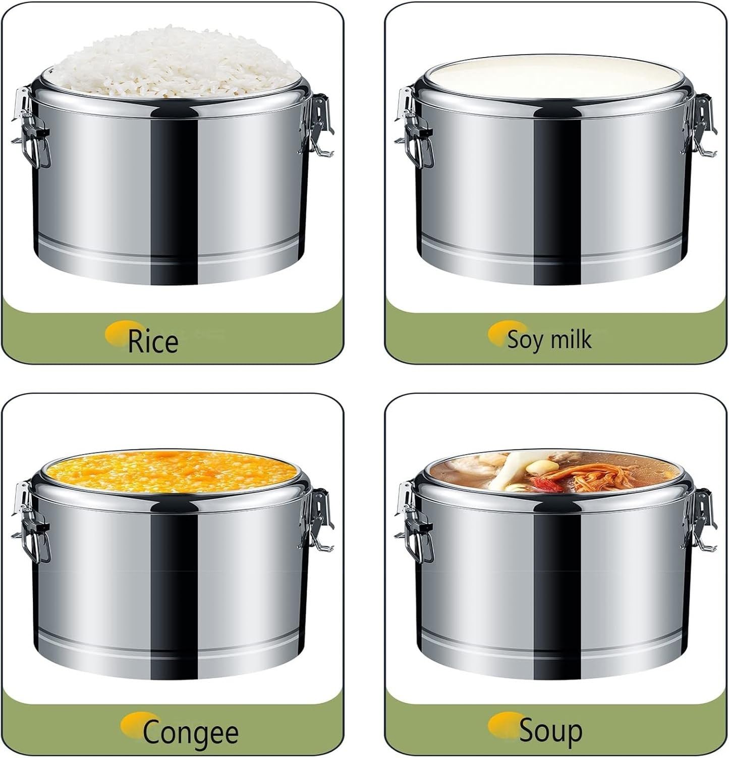 Isolierter Lunchbehälter mit Vakuumisolierung für warme und kalte Speisen, großer Container für Partys und Events, 60 Liter, Silber, Silver, 40L
