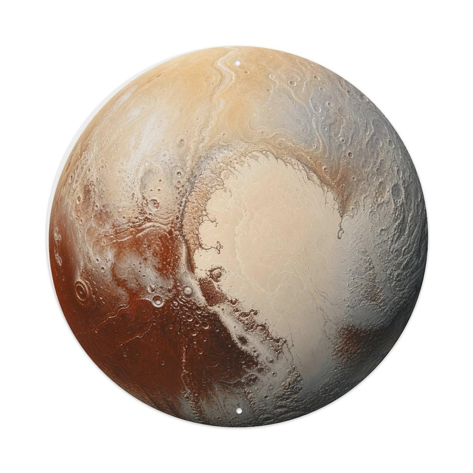 Okngb Style Telescope Pluto Dwarf Planet Space Science Stellar Metal Tin Sign Plaque Wall Decor For Cafe, Man Cave, Club Bar, Office, Home Garden Round Metal Poster 8X8inch
