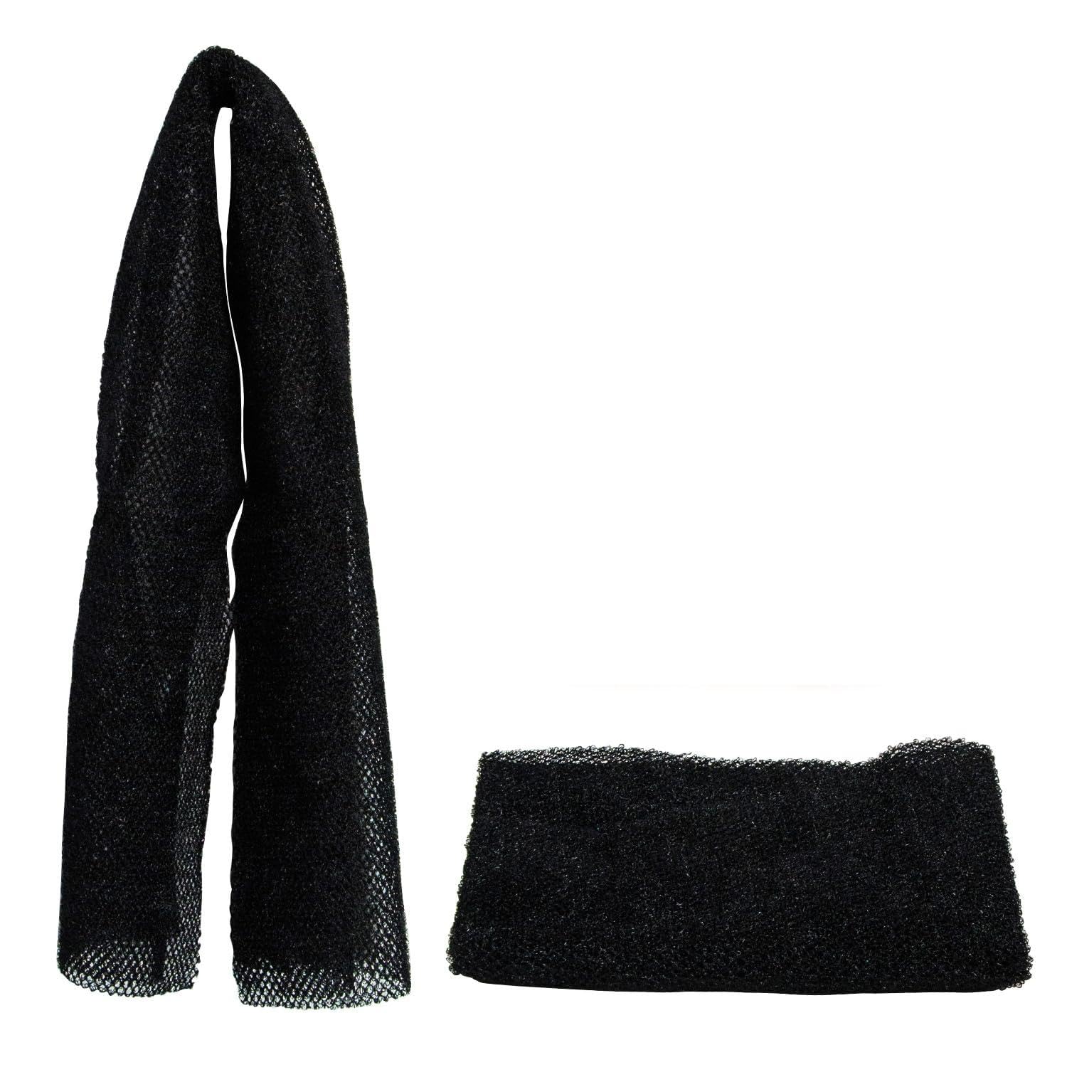 African Net Bath Sponge, Exfoliating Wash Cloth, Body Scrubber for Dead Skin Removal, Black (Black)