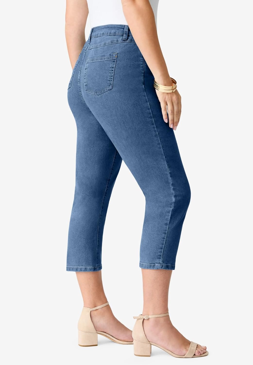 Roaman's Women's Plus Size Invisible Stretch Iconic Capri Jean