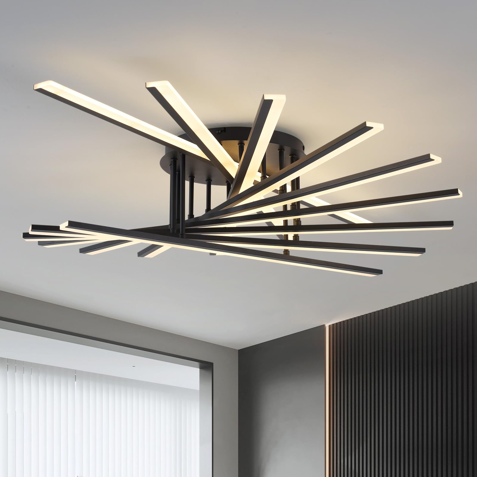 Plafoniera LED Moderna Lampadario Dimmerabile Lampadari Decorativa Plafoniere Multi-testa Con Telecomando per Soggiorno Camera da Letto Sala da Pranzo Cucina Ufficio Bar 9 Luminose Nero
