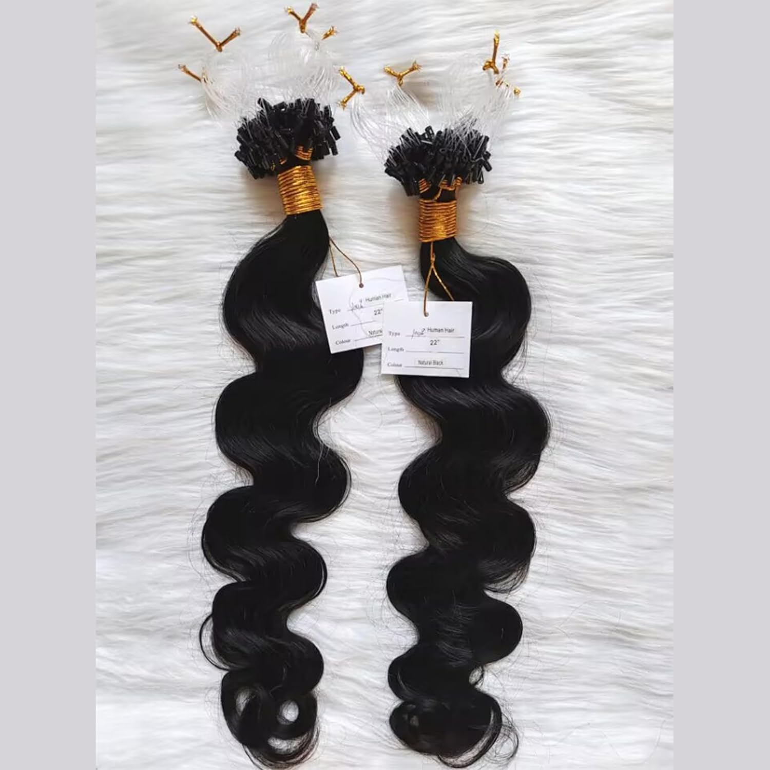 Body Wave Micro Link Human hair extensions 100Strands Natural Wave Micro Loop Ring Hair Extensions 100% Remy Human Hair Natural Color 16Inch