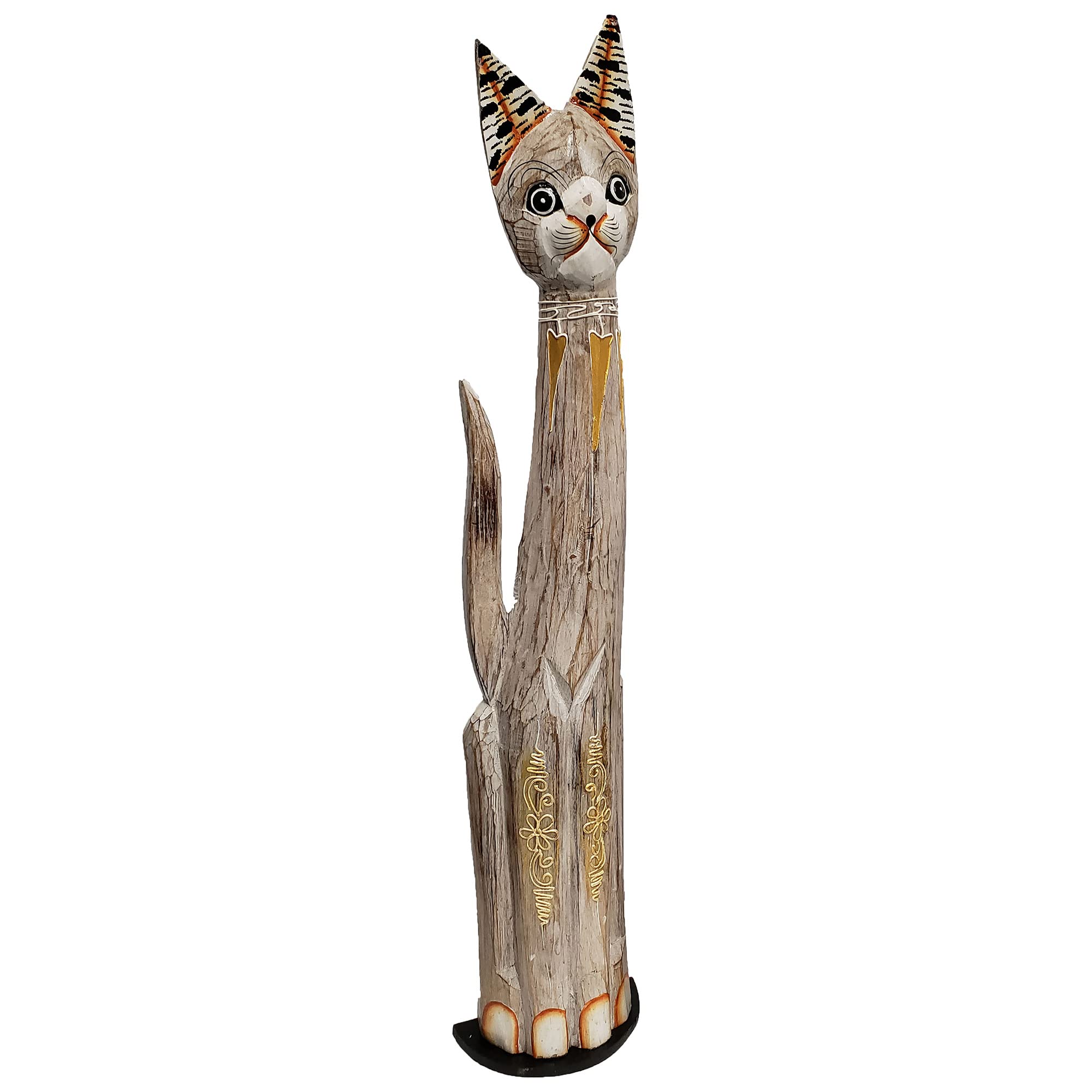 Assorted Wooden Single or Duo of Cats with Varying Patterns (Sangut, Med 32Inch)