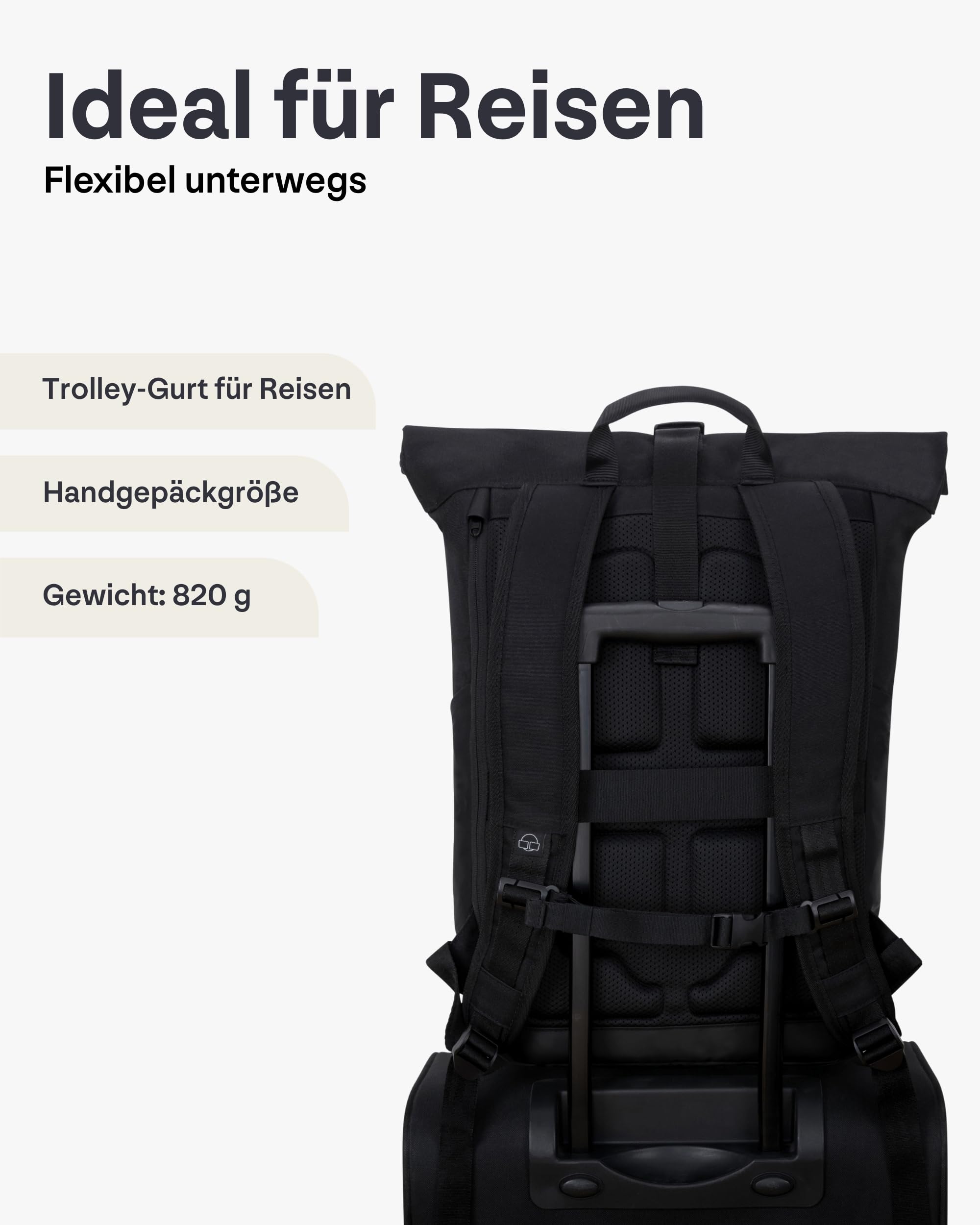 Johnny Urban Rucksack Herren & Damen Schwarz - Allen Large - Rolltop Backpack Groß für Fahrrad, Arbeit, Uni - Laptop Tagesrucksack mit Schuhfach - Wasserabweisend