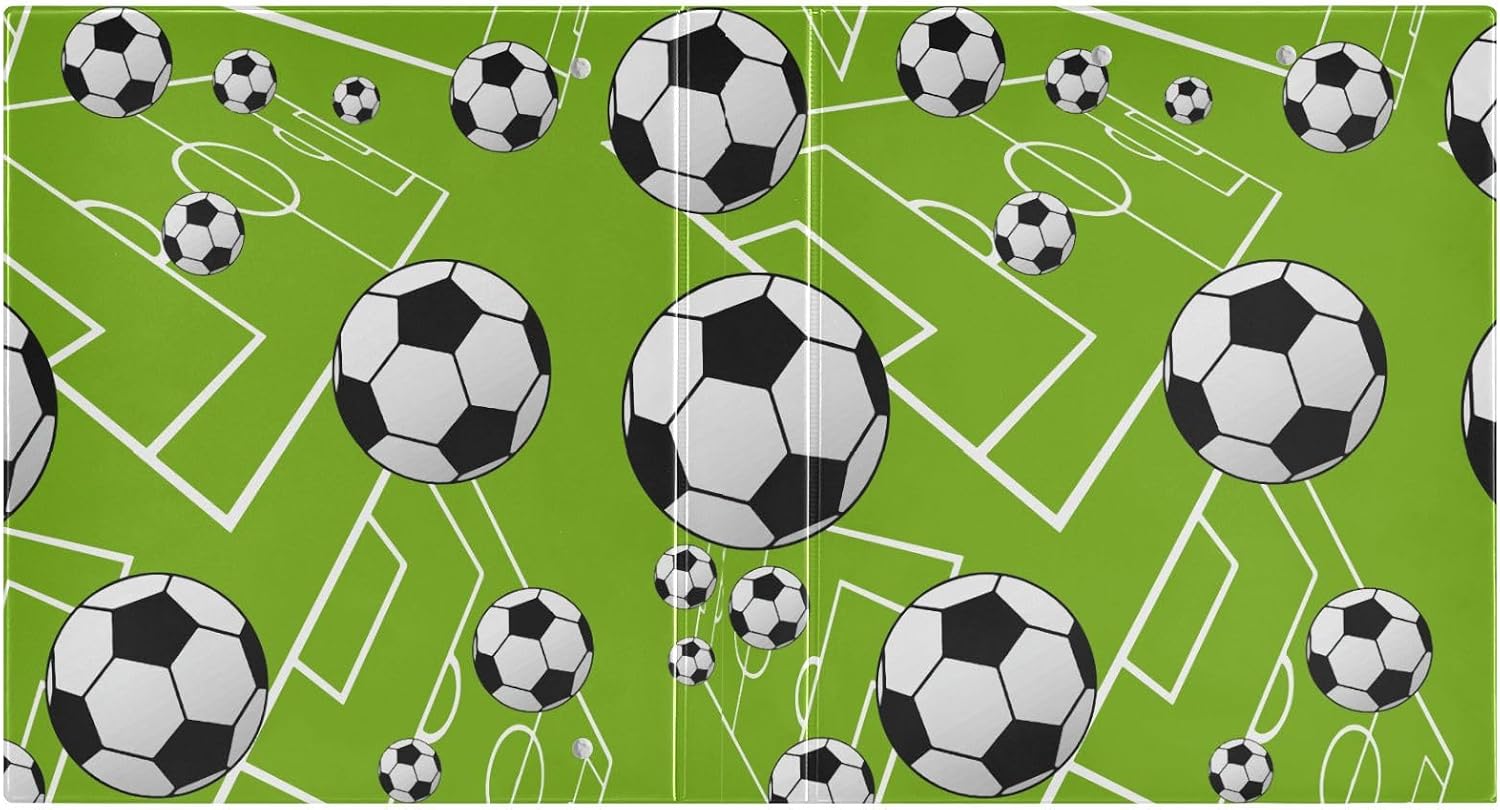 Cute Soccer Balls 3 Ring Binder 1.5 Inch Binders with Clipboard Pockets for School 3 Hole Office Binder, 1 Pack