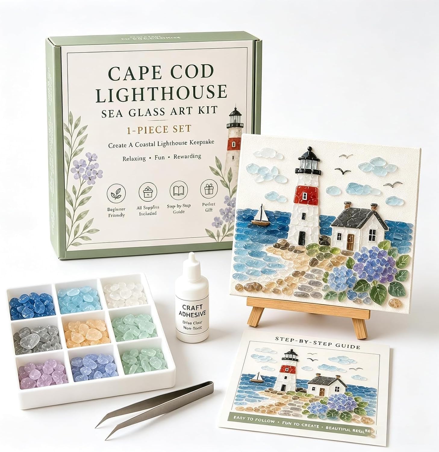 Sea Glass Art Kit | Seaglass DIY Mosaic Art Craft Kits for Adults