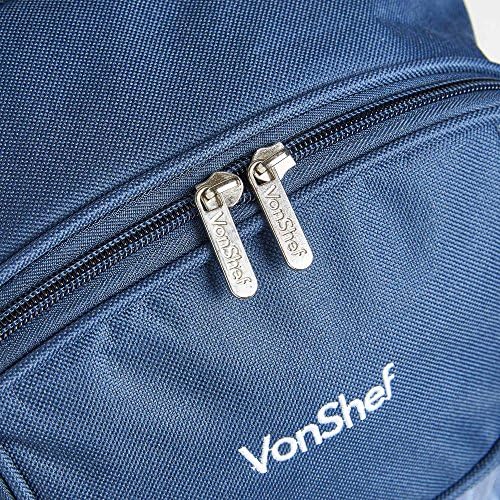 VonShef Picnic Backpack, 4 Person Navy Picnic Bag with Full Dining & Cutlery Set, Insulated Cooler Compartment & Large Waterproof Picnic Blanket, Lightweight Water Resistant Camping Accessories