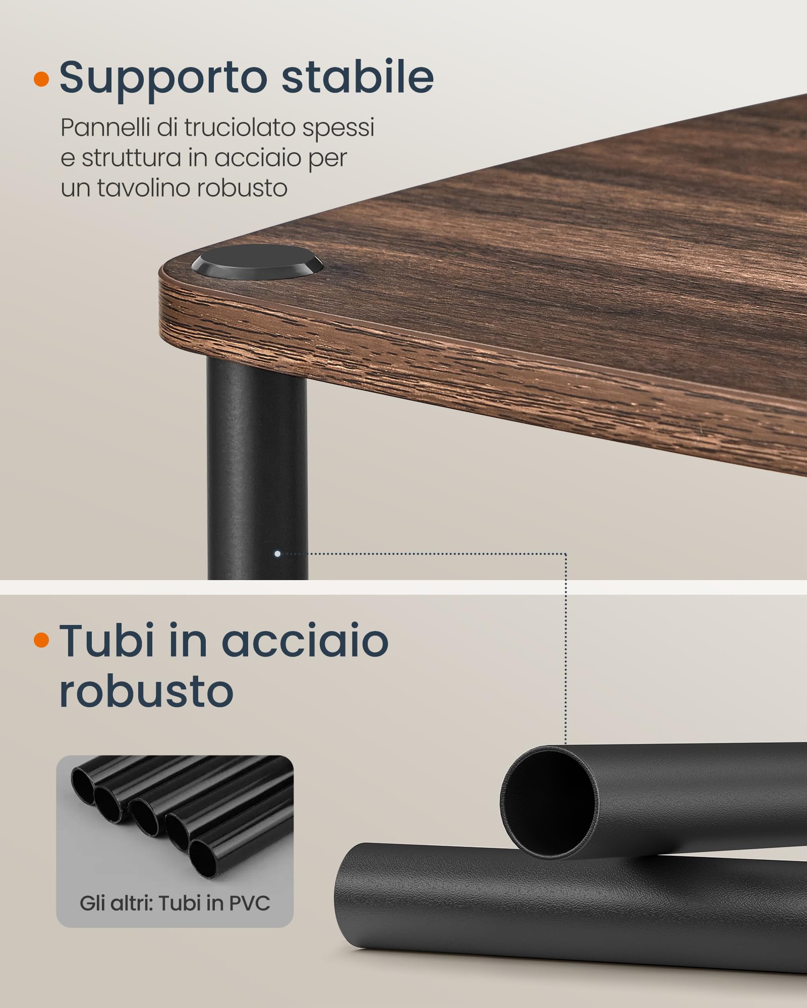 Tavolino Comodino SONGMICS 3 Ripiani Con Cestino - Nero Ebano, Acciaio, 30x34x58 Cm, Per Camera O Soggiorno - Foto 8