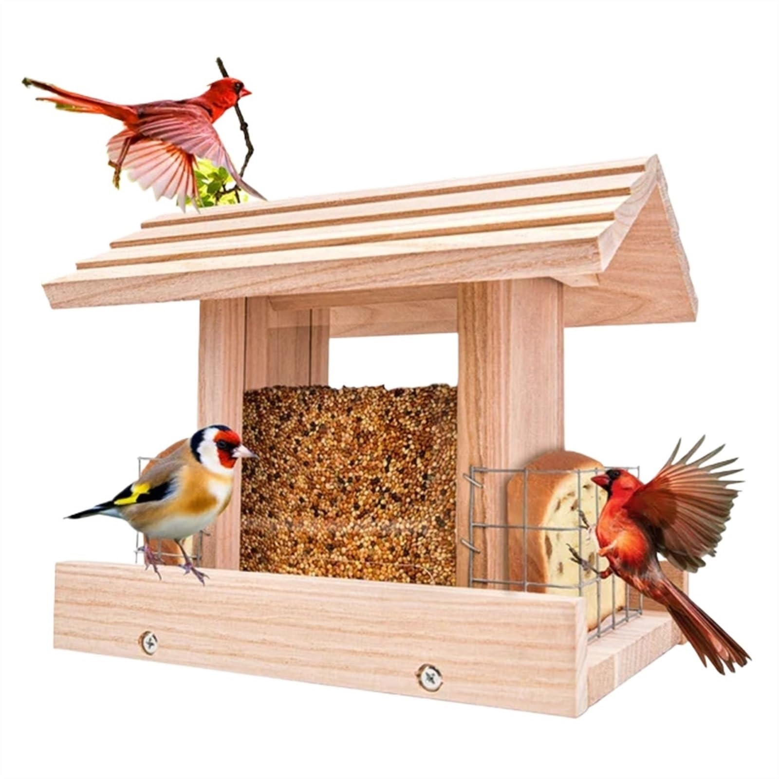 Alimentación de Aves Comedero for pájaros de Gran Capacidad, de Madera, Adecuado for Diferentes Jardines y Patios, Mesa de alimentación for pájaros, fácil de Limpiar, 1 ud.