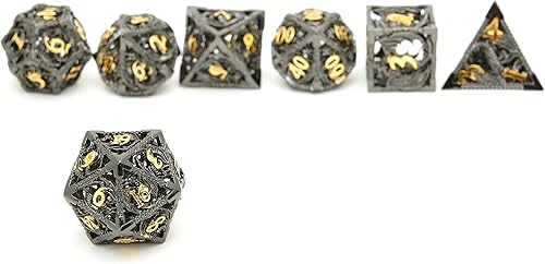Miniatura 33 de DND - Juego de dados de metal, dados poliédricos para juegos de rol, dados poliédricos huecos D20, juego de dados poliédricos huecos para Dungeons