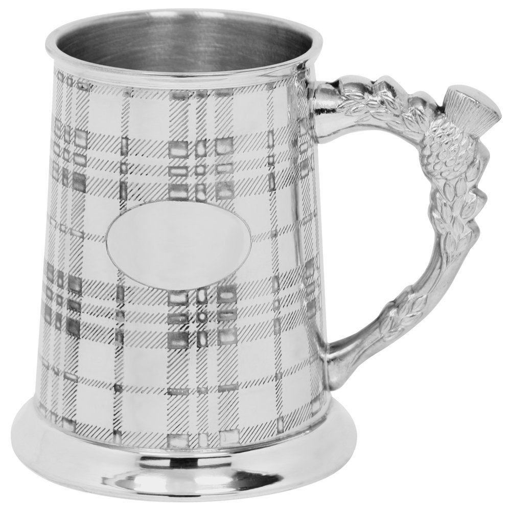 English Pewter Company Sheffield, England Women's Black English Pewter Company 1 Pint Pewter Tankard With Scottish Tartan Design. Personalised With Free Engraving [Tar001]